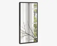 Spejl slim sort træ 40x80 cm 