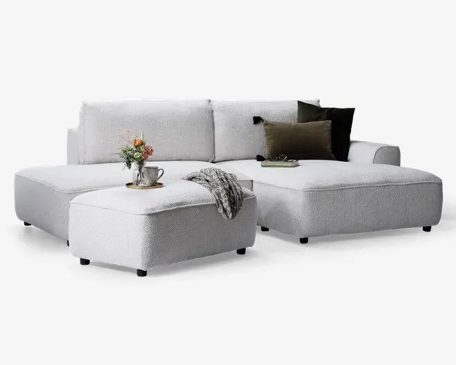 Sovesofa med open end og chaiselong højre