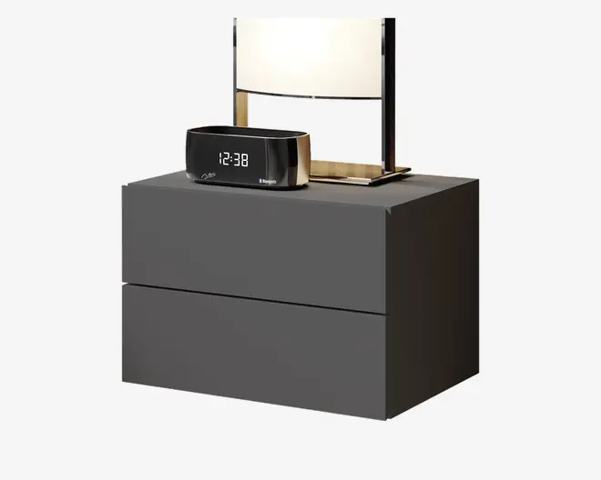 Væghængt sengebord med 2 skuffer