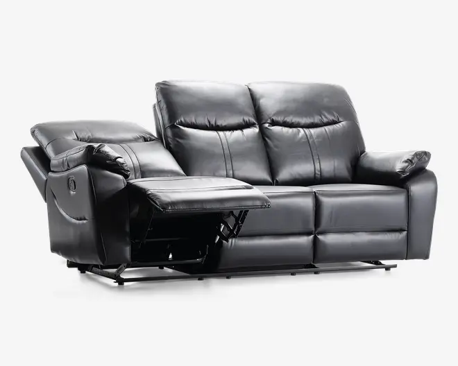 Sofa 3 pers med recliner sort