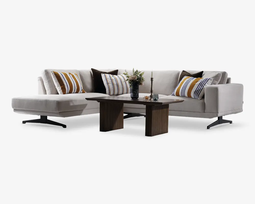 Sofa m. Åben Afslutning Beige Venstrevendt