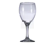 Klar glas med rundet skål, slank stilk og flad, cirkulær fod. Skålen er bred i bunden og snævrer let ind mod kanten, hvilket giver et behageligt greb og optimal iltning af drikken. Glasset er gennemsigtigt og har en glat, poleret overflade.