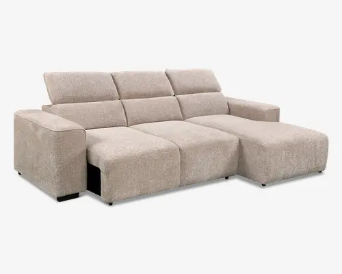 Sofa med chaiselong højre beige