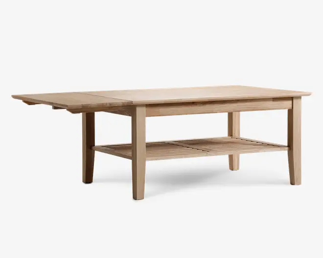 Sofabord olieret eg med klap og hylde