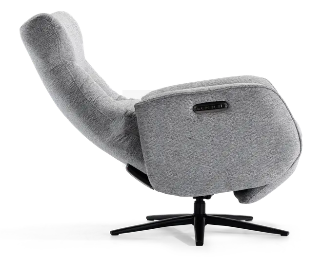 Drejestol m/indbygget fodskammel grå stof