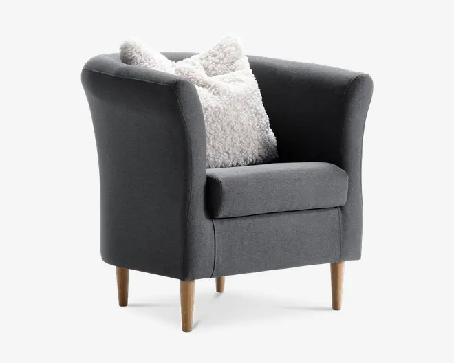 Lænestol Flash Grå Med Eg Ben