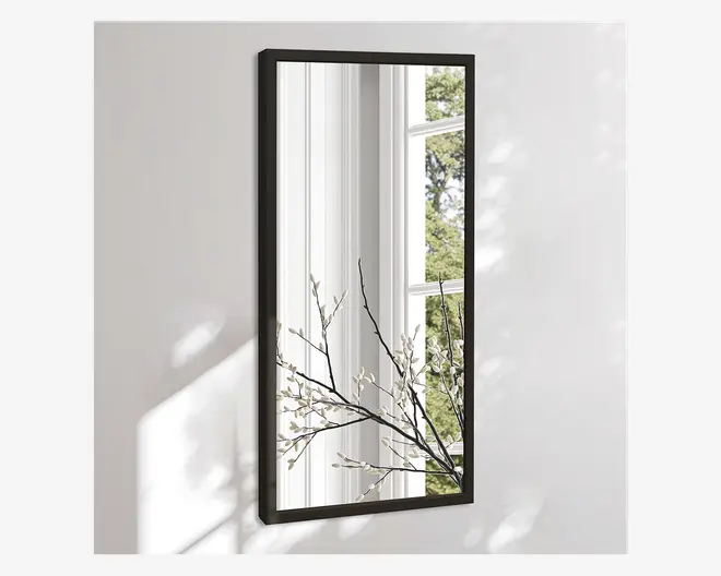 Spejl Gallery sort træ 40x80 cm 