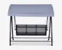Udendørs gyngesofa med solid metalramme, lysegråt tag for skygge og matchende mesh-sæde opdelt i tre sektioner. Gyngen har et enkelt, moderne design med buede armlæn og støttende ryglæn, velegnet til to til tre personer.