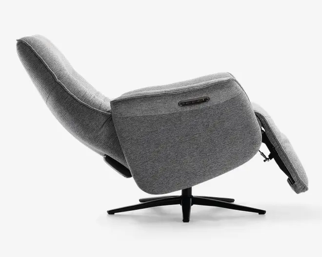 Drejestol m/indbygget fodskammel grå stof