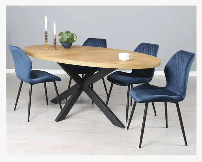 Spisebordsstol i blå velour