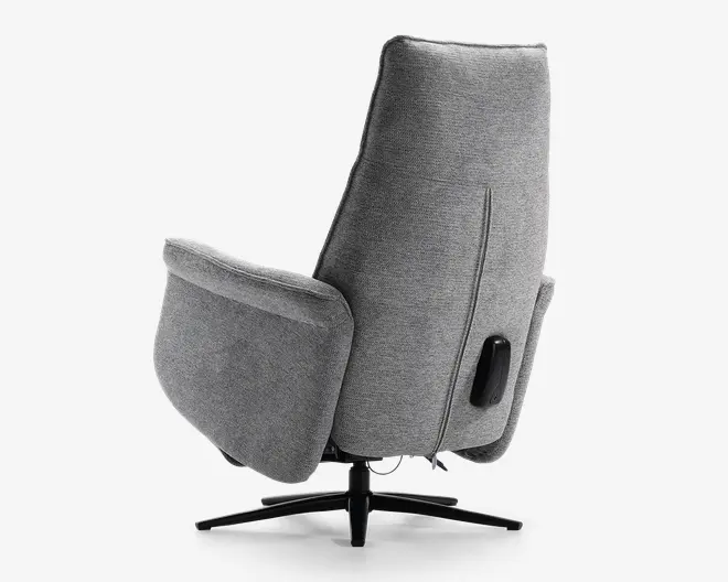 Drejestol m/indbygget fodskammel grå stof