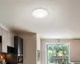 Et moderne, fladt loftslys med et rundt, hvidt design. Lampen har en glat, mat overflade og udsender et blødt, jævnt lys, der giver god belysning til rummet. Det minimalistiske udseende passer godt ind i moderne indretninger og gør lampen velegnet til køkkener, stuer eller gange.