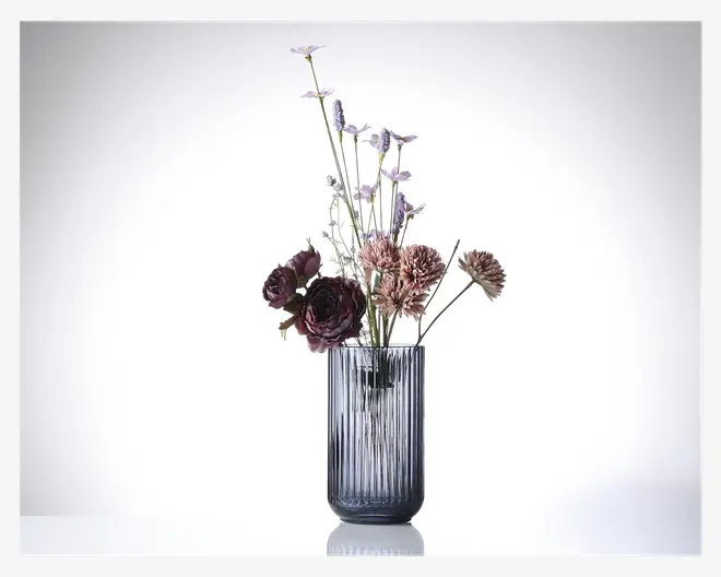 Lyngby vase glas blå H.20 cm 