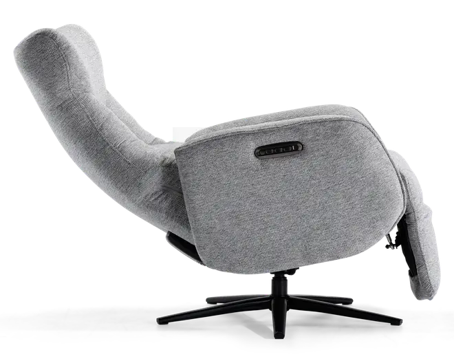 Drejestol m/indbygget fodskammel grå stof