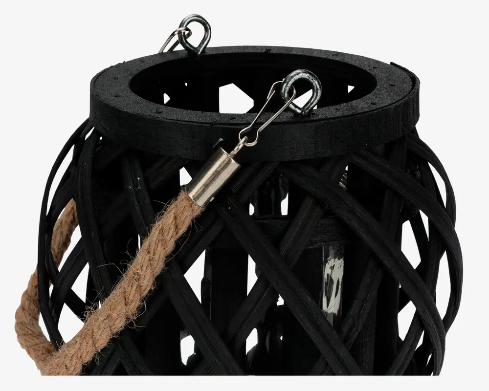 Lanterne sort bambus H.24 cm 