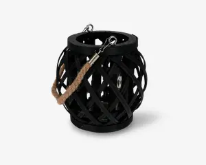 Lanterne sort bambus H.24 cm 