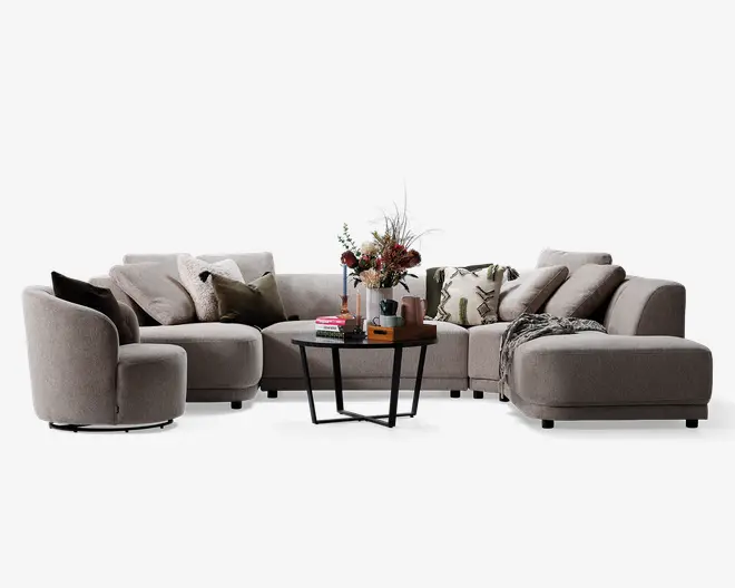 Sofa U-shape Taupe højrevendt