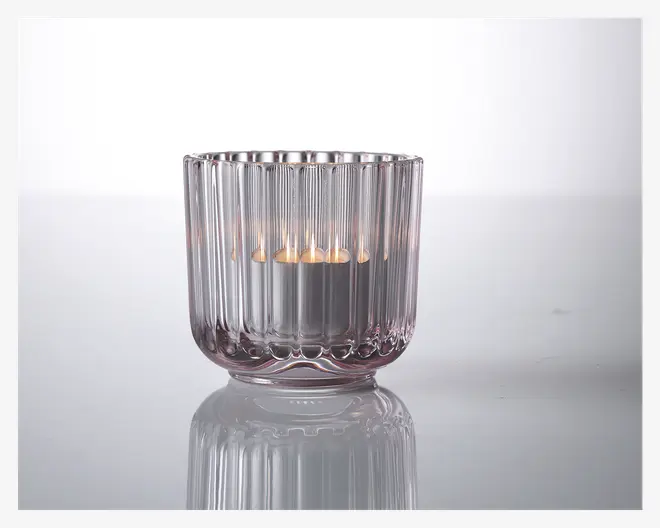 Lyngby fyrfadsstage glas pink H.6,5 cm 