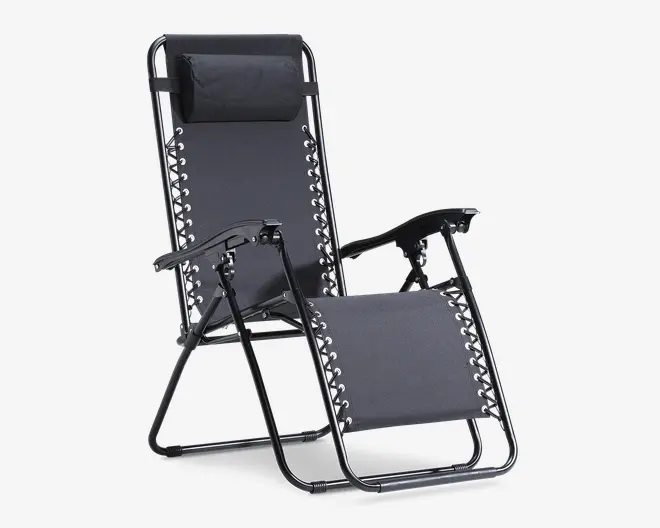 Havestol med nakkepude og fodstøtte