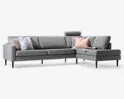 Sofa open end lys grå højre