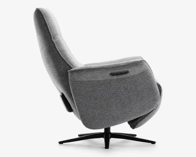 Drejestol m/indbygget fodskammel grå stof