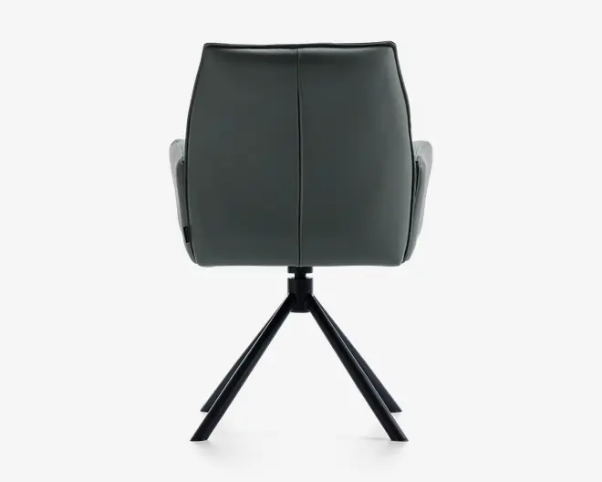 Spisestuestol med armlæn i grøn læder