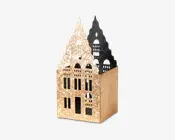 Hus t/fyrfadslys metal 7x7x15 cm