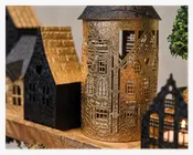 Hus t/fyrfadslys metal 7x5x14 cm