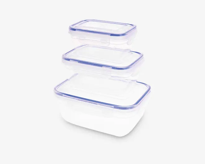 Madopbevaring firkantet sæt 3 stk.