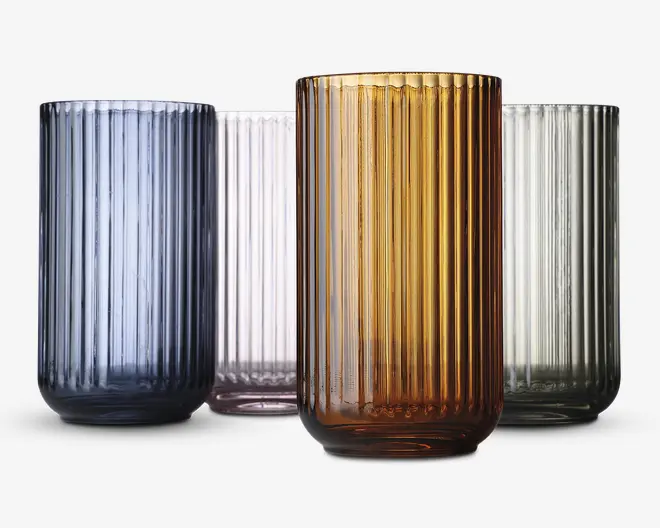 Lyngby vase glas blå H.20 cm 