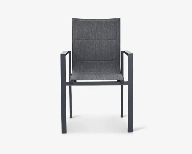 Havestol i grå textiline/antracit stel