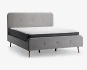 Sengeramme 140 x 200 cm i gråt møbelstof