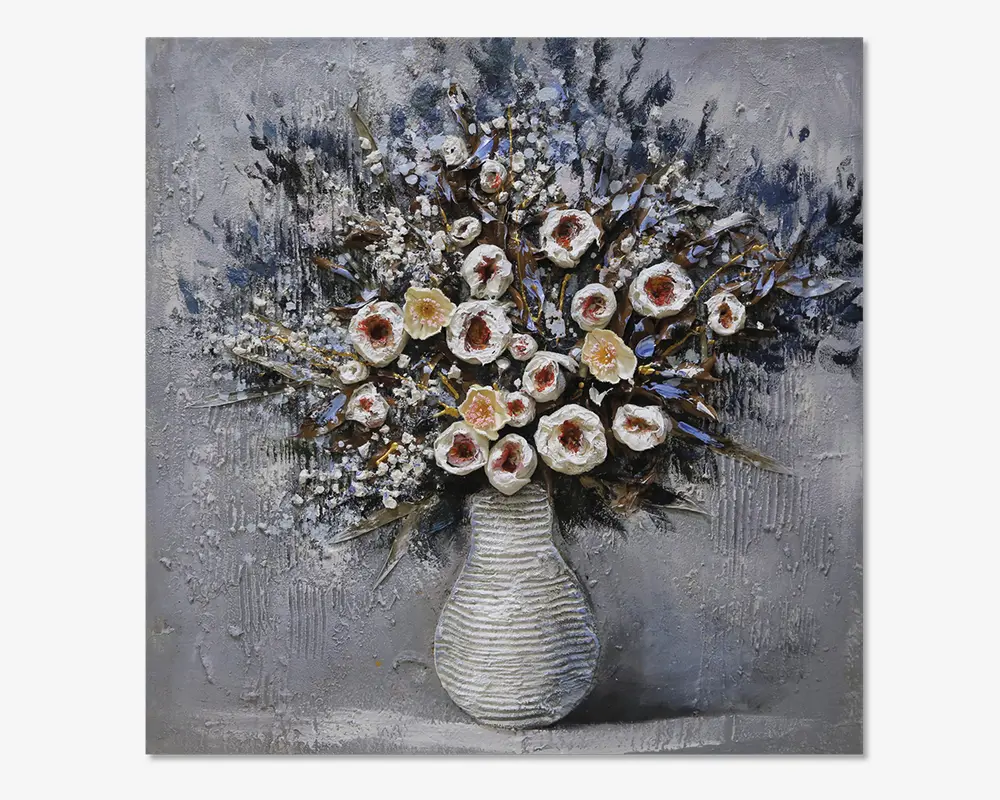 Maleri blomster vase 80x80 cm 