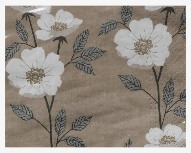 Servietter lys blomster 33x33 cm