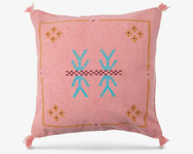 Pude kvast/broderi lyserød 45x45 cm 