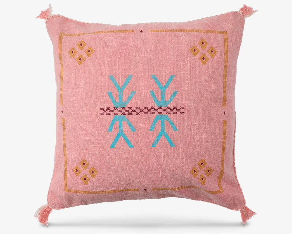 Pude kvast/broderi lyserød 45x45 cm 