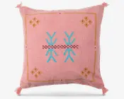 Pude kvast/broderi lyserød 45x45 cm 