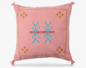 Pude kvast/broderi lyserød 45x45 cm 