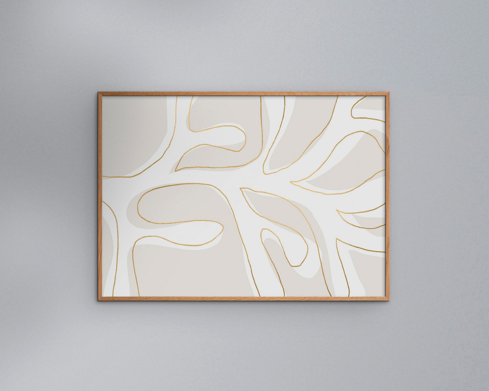 Abstract Twig White And Gold A5