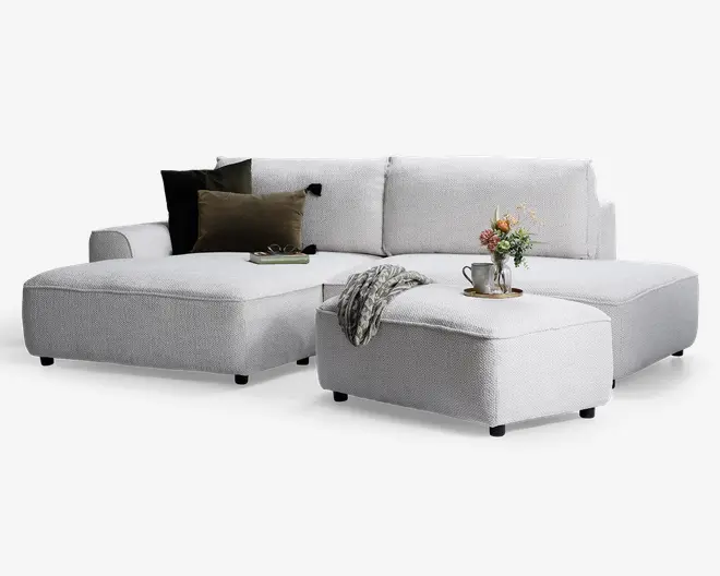 Sovesofa med open end og chaiselong venstre