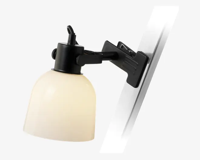 Væglampe Glow sort/opal klemme Ø.15 cm
