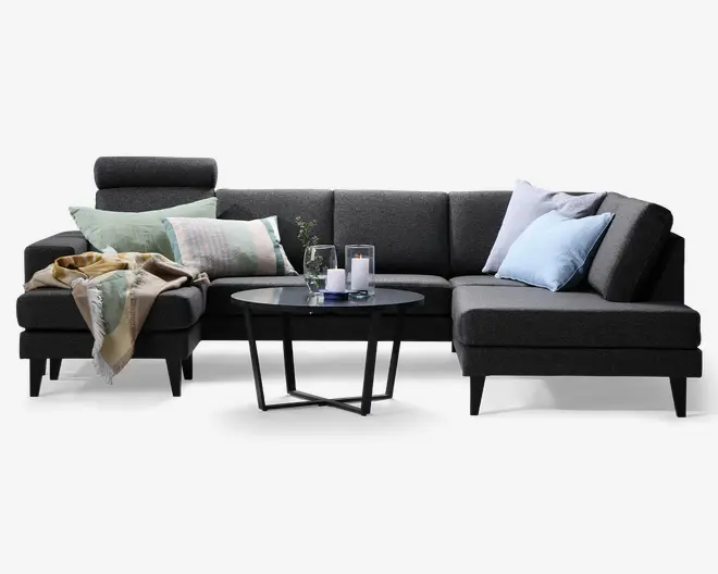 Sofa u-shape højrevendt antracit