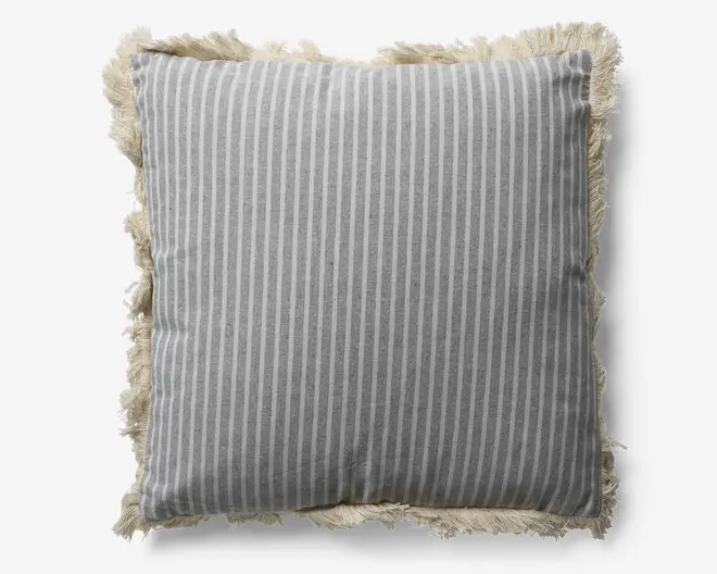 Pude grå m/frynser 45x45 cm 