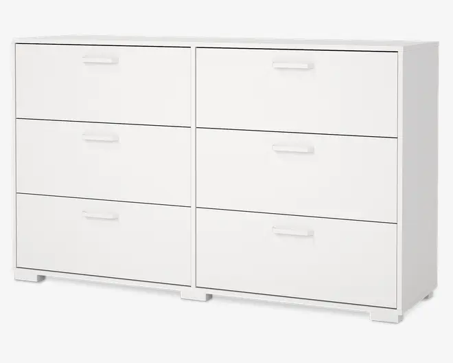 Kommode Sofia hvid med 6 skuffer