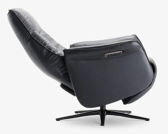 Drejestol m/indbygget fodskammel sort læder