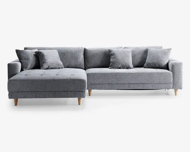 Sofa med XL chaiselong grå