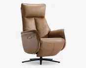 Drejestol m/indbygget fodskammel cognac læder