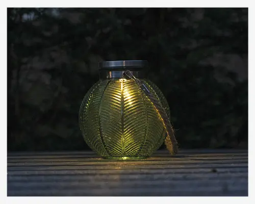 Solar lanterne grøn glas H.17 cm