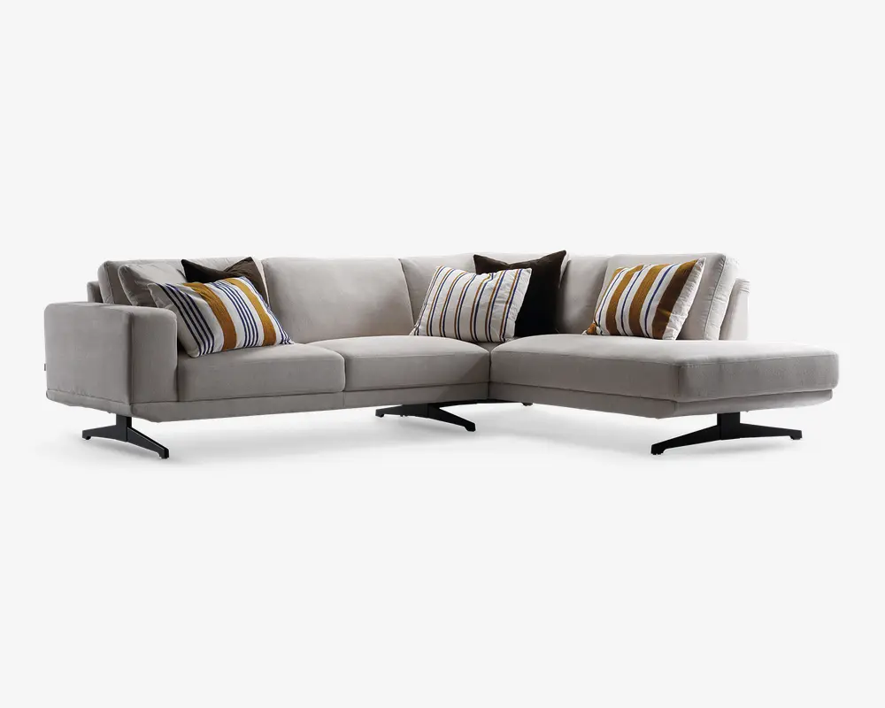 Sofa m. Åben Afslutning Beige Højrevendt