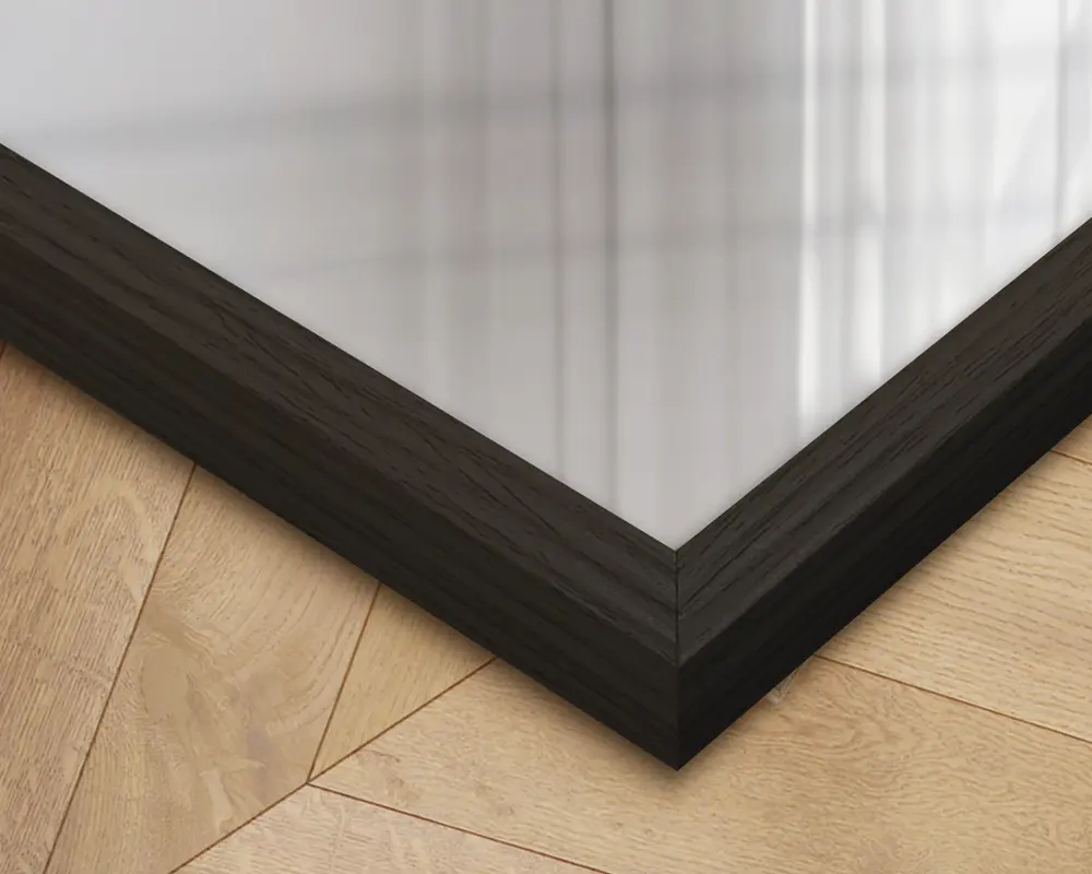 Spejl slim sort træ 40x80 cm 